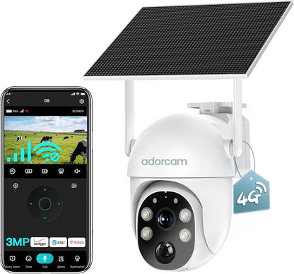 Wireless Surveillance Camera for Outdoor: US-Wide 4G Coverage No WiFi Needed Non-Stop Solar Power - 5-Min Setup All Weather Guardian for Rural Farm Ranch Barn Job Site Cabin RV