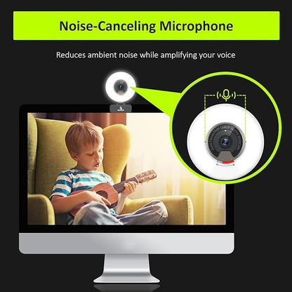 NexiGo N960E 1080P 60FPS Webcam with Light, Software Included, Fast AutoFocus, Built-in Privacy Cover, USB Web Camera, Dual Stereo Microphone, for Zoom Meeting Skype Teams Twitch