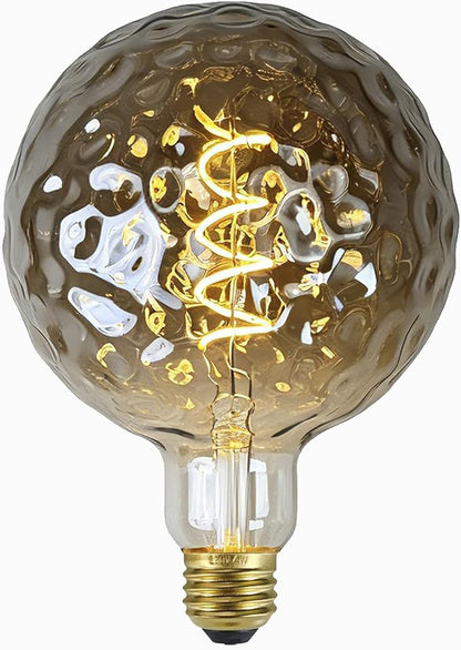 G40 LED Edison Bulb, Smoke Gray Hand-Blown Hard Glass, 4W (25W Incandescent Equivalent), 110-130V, E26, 2000K Warm Yellow Light, 200LM, Dimmable, for Indoor Decorative Lighting (Meteorite)