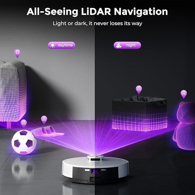 Robot Vacuum and Mop Combo, Robot Vacuum Cleaner with Bagless Self Emptying Station, 18000Pa Suction, LiDAR Navigation, ideal for Pet Hair, Carpet & Hard Floor, Compatible with App/Alexa/Voice Control