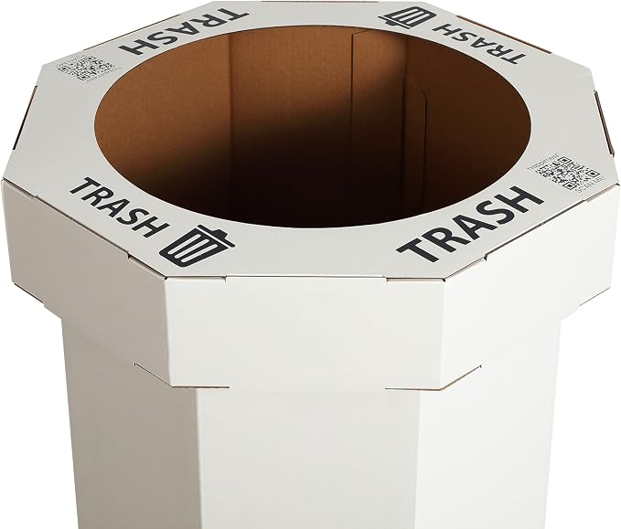 happimess Fleur 25 Gal Trash Can Bin, Limestone Beige, Set of 2