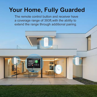 Home Security System, Alarm System for Home Security, 16-Pcs Kit WiFi/GSM SMS Alarm System with Motion Detector, 120dB Alarm Siren, Door Window Burglar Alarm, Smart Remote Control, Alexa-Compatible