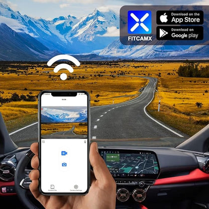 Fitcamx Front 4K+Rear 1080P Dash Cam for 2024 Chevy Blazer EV LT RS (HD2-D1300) with Auto-Dimming, OEM Look, 2 Way HD Video, Built-in WiFi & APP, Loop Recording, G-Sensor, Easy to Set, 128GB Card