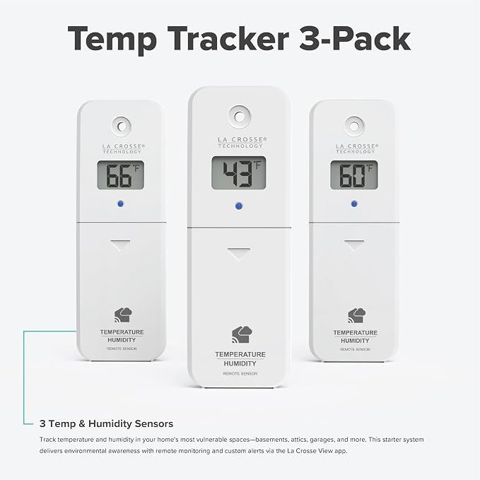 Temp Tracker Wi-Fi Alert System 3 Pack with the Bridge Gateway and 3 Indoor Outdoor Temperature and Humidity Sensors