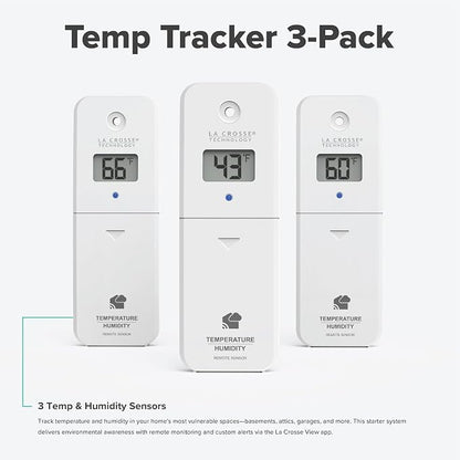 Temp Tracker Wi-Fi Alert System 3 Pack with the Bridge Gateway and 3 Indoor Outdoor Temperature and Humidity Sensors