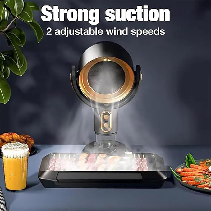 Portable Smoke Fan for Smoking Indoors, Rechargeable Smoke Eliminator for Home Smoking, Air Purifier with Removable Filter, Household Desktop Range Hood for Cooking (Yellow, Plug-in)