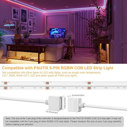 PAUTIX RGBW LED Controller Kit SP644E,2.4G RF Wireless Remote Control,RGBW LED Controller/Dimmer,for RGBW LED Strip Light,with Music Mode,Group Control(Without Battery)