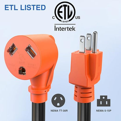 Nilight 15 Amp to 30 Amp RV Power Adapter Cord ETL Listed 5-15P TT-30R