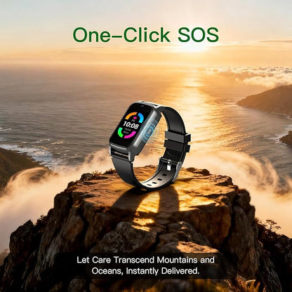 Fall Detection Smart Watch for Seniors with GPS Tracking, SOS Alert & HD Video Call, Waterproof Fitness Tracker for Dementia/Alzheimer’s, 4G Safety (Casual, Black)