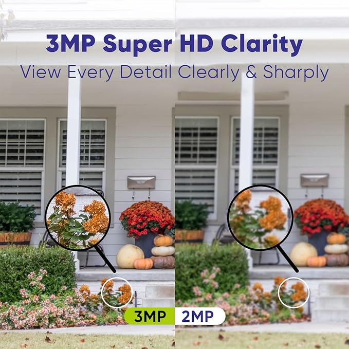 SANNCE 8CH 4K PoE Security Camera System - 8CH 8MP NVR Security System with 4pcs Wired 3MP Bullet Surveillance Cameras for 24/7 Recording, Smart Playback, Instant Email Alert with Images, NO HDD