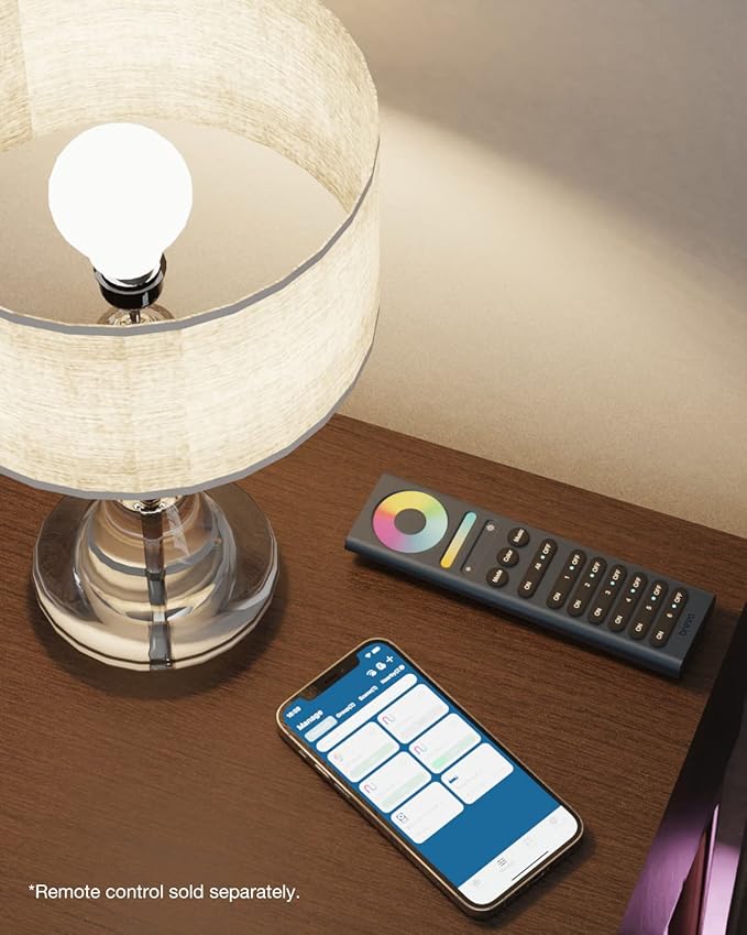RGBWW Bluetooth Mesh Smart LED Light Bulbs, 7.5W 730 Lumens 60W Equivalent, 16 Million Colors, 2700k to 6500k Tunable White, App-Enabled, A19 E26, 2 Pack