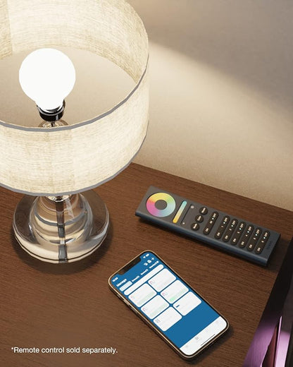 RGBWW Bluetooth Mesh Smart LED Light Bulbs, 7.5W 730 Lumens 60W Equivalent, 16 Million Colors, 2700k to 6500k Tunable White, App-Enabled, A19 E26, 2 Pack