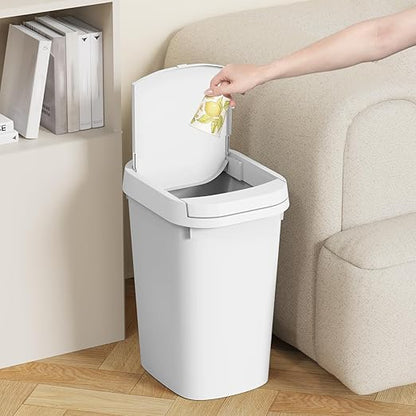 KSSKSS 3 Pack Bathroom Small Trash Can with Lid, 2.6 Gallon Slim Garbage Bin with Pop-Up Lid, 10L Plastic Wastebasket for Bedroom, Office, Kitchen, Toilet (Three Colors)