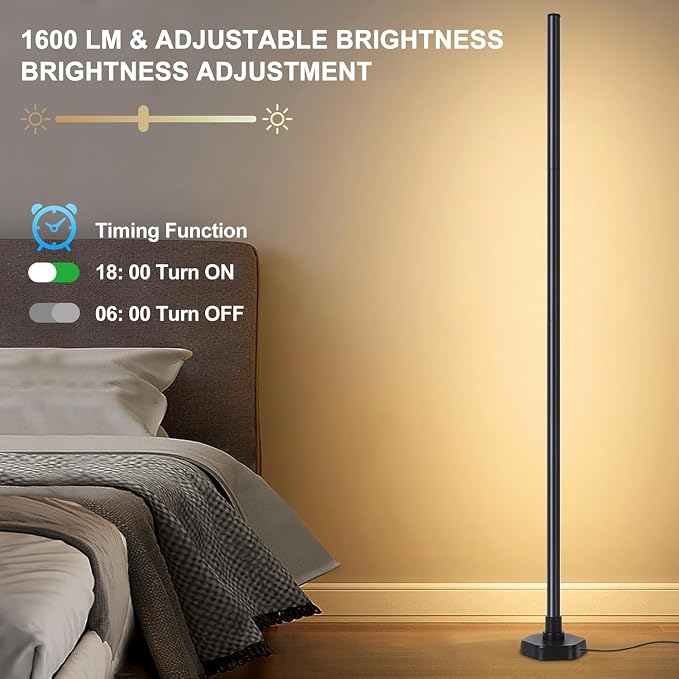 Led Floor Lamp, Corner Lamp Compatible with Alexa, RGB Corner Floor Lamp with Music Sync, 16 Million DIY Colors for Bedroom