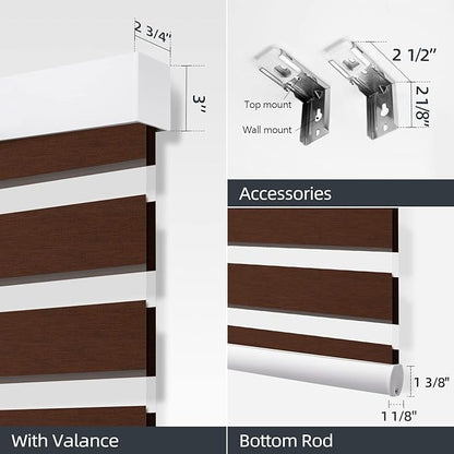 ZSTARR Motorized Blackout Window Blinds Customize Width(25-93 in) Remote Control Wireless Roller Shades Blinds for Windows, Office,Home, Hotel, Club, HD164 Dark Brown