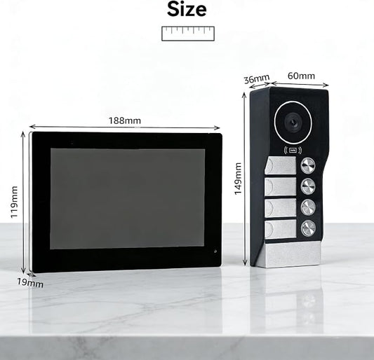 4 Units Apartment 2-Wire Video Intercom System