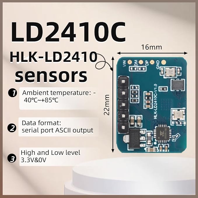 LD2410C Sensor Module HLK-LD2410 Human Presence Radar Sensor Module LD2410 Millimeter Wave Radar Sensor Module Non Contact 24GHz ISM Band Serial Port IO Level Output