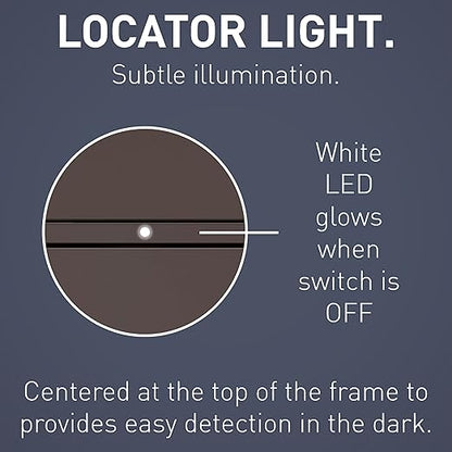 Legrand Radiant 450W Preset Decorator Rocker LED Dimmer Light Switch, with Locator & Screwless Wall Plate for Dimmable LED & CFL Bulbs, Single Pole/3-Way, RH453PWPDB, Dark Bronze, 1 Count