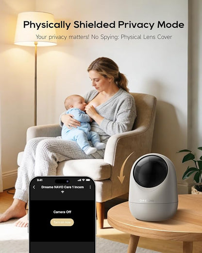 DREAME 2.5K 4MP Pet Dog Camera, Security Cameras Wireless Indoor, Dual-Band 5G/2.4G Wi-Fi, Auto-Tracking, 360° Pan-Tilt, Cloud & Local Storage, Physical Privacy Mode, Work with Alexa & Google, Grey