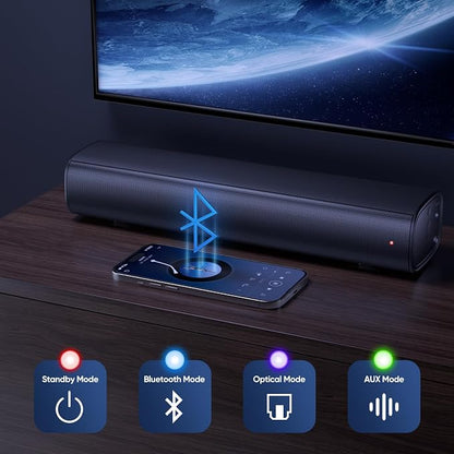 Saiyin Soundbar with Subwoofer, 14.2" Compact Soundbar, 4" Subwoofer, 70W