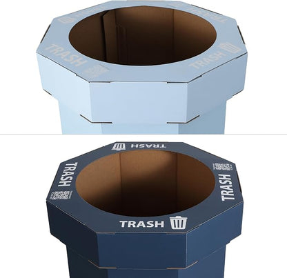 happimess Fleur 25 Gal Trash Can Bin, Tide Pool Blue/Denim Blue, Set of 2