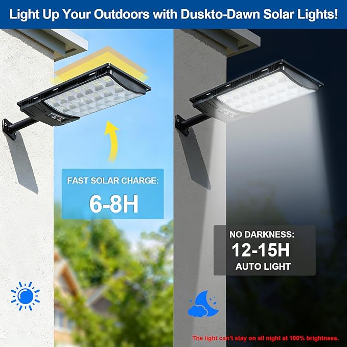 Solar Street Lights Outdoor, 4-Pack 45000LM, Dusk to Dawn Motion Sensor Light with Remote, 7500K LED Solar Flood Light, IP67 Waterproof Wall Mount Security Light for Yard, Garage, Driveway