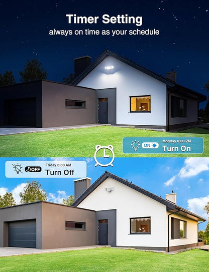 Onforu 100W 9000LM Smart LED Security Lights Motion Sensor Outdoor,WiFi Alexa Flood Light APP Control, 2500K-6500K, Motion Detector with Adjustable 3 Head, IP65 Wall Light for Yard (White)