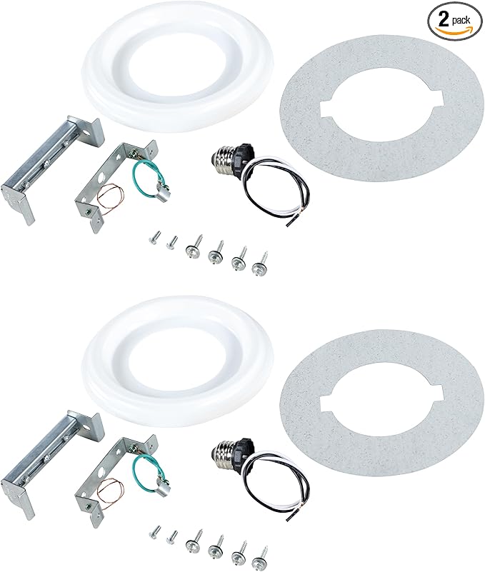 Aspen Creative 21067-12, Recessed Lighting Converter Kit, 8" Diameter, White Plastic Medallion, Set of 2