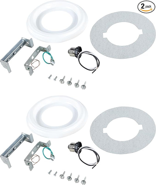 Aspen Creative 21067-12, Recessed Lighting Converter Kit, 8" Diameter, White Plastic Medallion, Set of 2