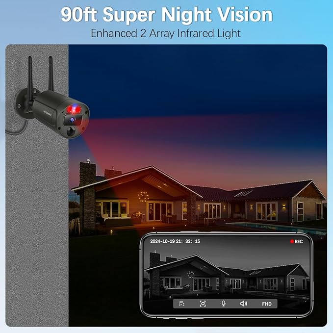 【130° Ultra Wide-Angle】 Wireless Security Camera System, Outdoor WiFi Cameras Home Video Surveillance Systems DVR Kits
