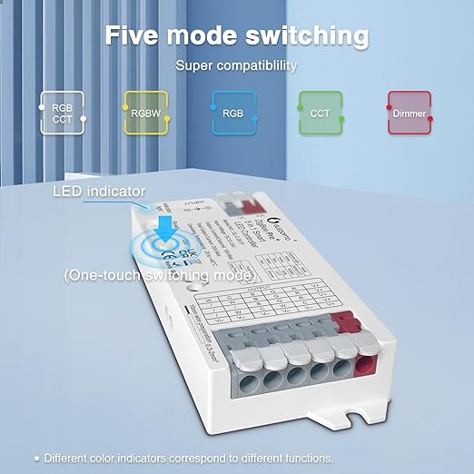 GLEDOPTO ZigBee3.0 Pro+ 5 in 1 LED Controller 20A Max RGBCCT/RGBW/RGB/CCT/Dimmer Compatible with Alexa Homey Home Assistant Z2M APP Control for Analog RGBCCT RGB WWCW LED Strip Light (Hub Required)