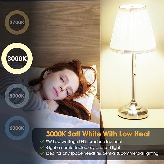 Maylaywood A19 LED Light Bulbs, 60 Watt Equivalent, Soft White 3000K, 900LM, E26 Base, Dimmable, 9W Bright White LED Bulb, 12-Pack