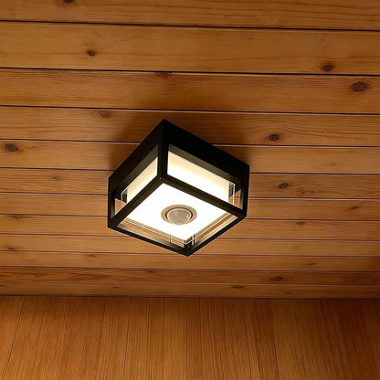 Outdoor Ceiling Light with Motion Sensor, IP65 Waterproof 6.3 inch Porch Lights Outdoor, 20W 3000K LED Square Exterior Wall Lamp for Patio Balcony Terrace