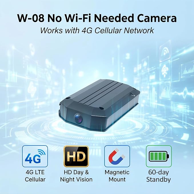 W-08 4G LTE Cellular Security Camera with 60-Day Standby Time