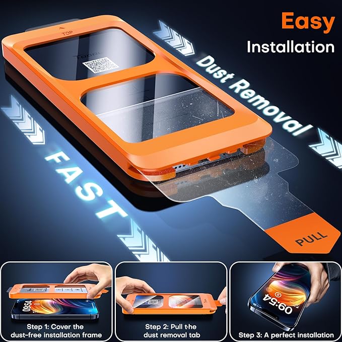 TOCOL for iPhone 13 Pro Max Screen Protector/iPhone 14 Plus Screen Protector Military Grade Shatterproof HD Tempered Glass Full Coverage Anti-Fingerprint Easy Installation Case Friendly 2 Pack