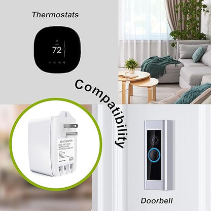 24V 40VA Transformer, Doorbell Transformer Plug in Compatible with Nest, Ecobee, Sensi, Honeywell All Versions of Ring Doorbell Thermostat (Wireless White, 40.0, Watts)