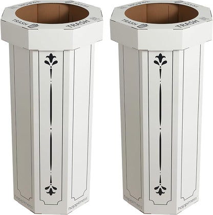 happimess Fleur 25 Gal Trash Can Bin, Bridal Ivory, Set of 2