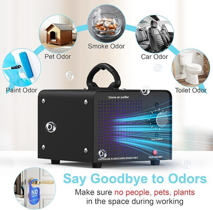 PROGRACE Ozone Generator 148,000mg/h - Commercial Ozone Machine - Negative Ion Air Purifier, High Capacity O3 Ionizer Deodorizer for Home, Car, Pets, Smoke, Industrial Use, Covers up to 6000 Sq Ft
