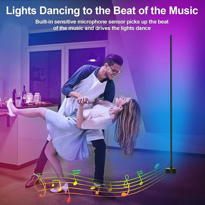 Miortior Corner Floor Lamp LED, 2-Pack Smart Corner Lamp for Living Room | App/Remote/Button Control, Music Sync, Dimmable 16 Million DIY Colors & 68+ Scene for Living Room, Bedroom, Gaming Room