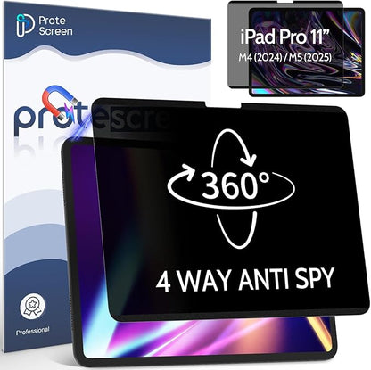 360° Magnetic Privacy Screen for iPad Pro 11 Inch M4/M5 (2024/2025, 5/ 6th Gen), 4 Way Privacy Removable Anti Glare Blue Light Filter Shield Film Anti Spy Protector