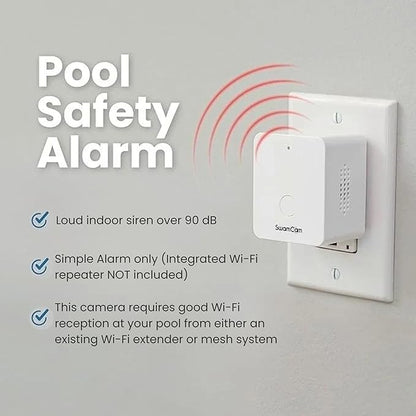 SwamCam Pool Alarm Wi-Fi Camera System – ASTM F2208 Certified – Smart Pool Safety for In-ground & Above-Ground Pools – Real-Time Alerts & Live View (Camera & Simple Alarm Only)