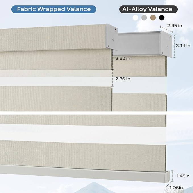 Motorized Zebra Blinds Compatible with Alexa Google Smart Home Dual Layer Remote Roller Blinds Electric Horizontal Window Blindsfor Home Office, Customized Size (95% Shading - Beige)