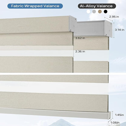 Motorized Zebra Blinds Compatible with Alexa Google Smart Home Dual Layer Remote Roller Blinds Electric Horizontal Window Blindsfor Home Office, Customized Size (95% Shading - Beige)