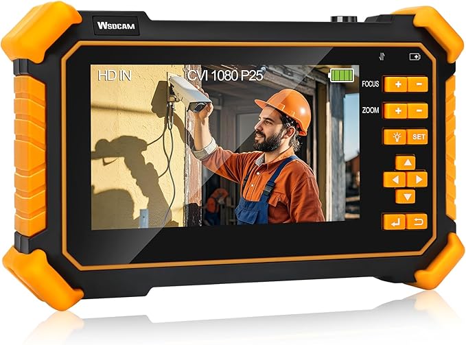 WSDCAM 4-in-1 HD CCTV Tester Monitor Auto HD Coaxial Camera Tester, Support 4K 8MP CVI/TVI/AHD/CVBS Analog Camera Test, 4.3 inch TFT-LCD Screen PTZ Control RS485 Call OSD Menu DC12V Power Output