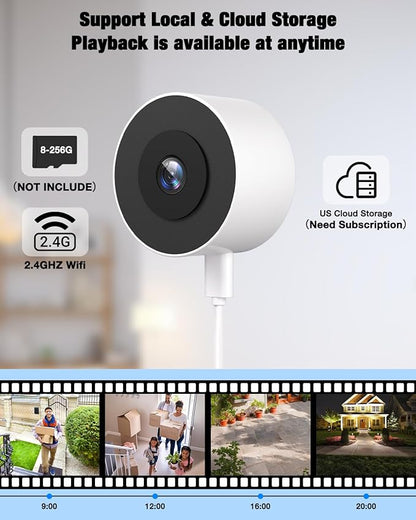 2K Window Camera for Home Security with Full Color Night Vision, 2.4GHz WiFi Indoor Security Cameras, Human & Motion Detection, 24/7 Monitoring, 2-Way Talk, Easy Install