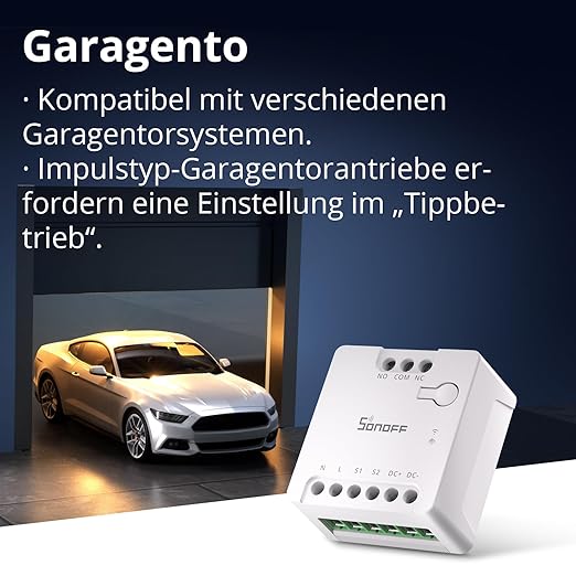 SONOFF WiFi MINI-D Smart Switch with Matter,Dry Contact Output,Supports AC or DC Input,Compatible Alexa & Google Home,for Garage Doors、Boilers、DC Low Power Motors/Solenoid Valves (2 PCS)