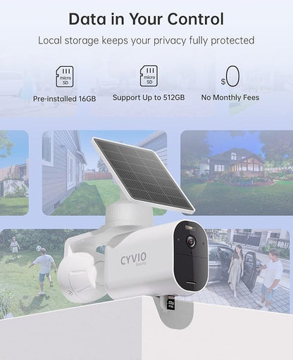 Solar Security Camera Wireless Outdoor, 4K Battery-Powered 11600mAh Home Camera with Solar Panel, Color Night Vision, AI Human/Vehicle Detection, 2.4G WiFi, No Monthly Fee