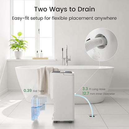 Waykar 2000 Sq. Ft. Energy Star 2025 Dehumidifier for Basement & Home, Adjusts from 15% RH With Drain Hose, Ultra Quiet 35 dB for Bedroom & Bathroom