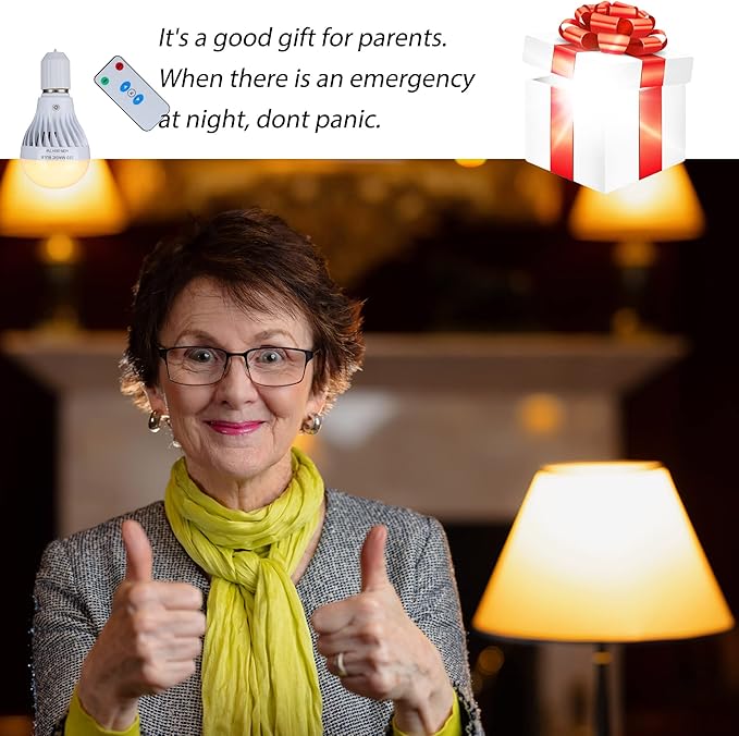 BSOD Battery Operated Lights Bulb, 7W LED Magic Bulb with Remote Controller Warm White Emergency Light with Rechargeable Backup E26 Lamp Wireless for Home Indoor Lighting (Warm White 8 Pack)
