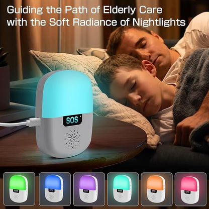 WiFi Caregiver Pager Wireless, Issufel Smart App Emergency Life Alert System Fall Call Button for Elderly Home Patients Disabled Pregnant Woman Seniors 1 Receiver+1 Call Button(2.4GHz Wi-Fi Only)